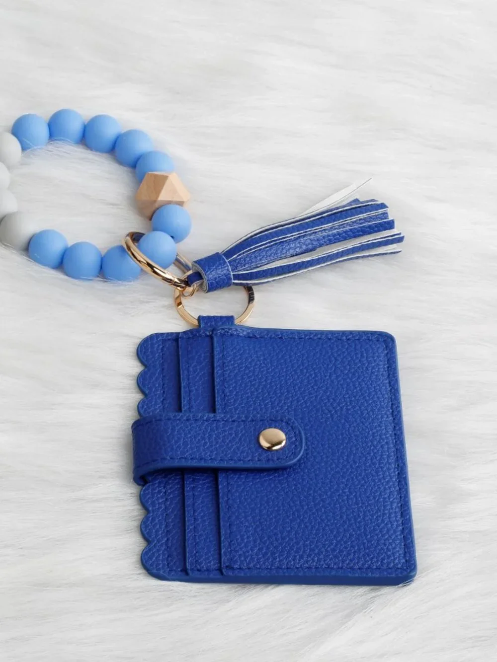 Assorted colored wallets with Beaded Silicon Wristlet Keychains B24